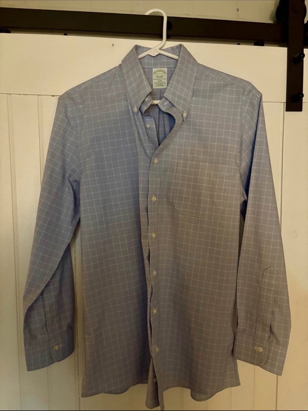 Brooks Brothers Light Blue Windowpane Dress Shirt